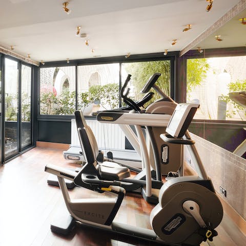 Enjoy an energising workout in the resident gym