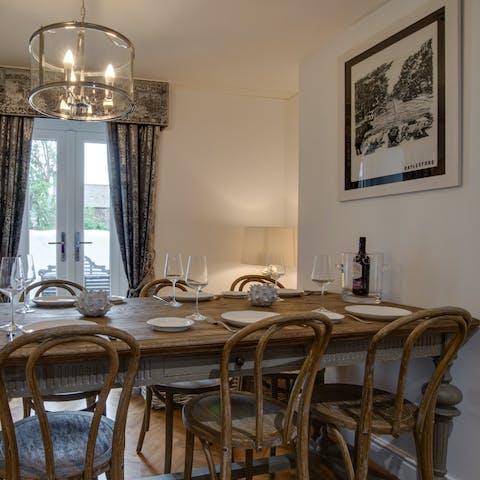 Gather for long family dinners in the dining room