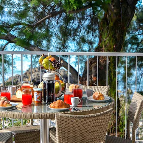 Enjoy a sun-soaked breakfast out on the terrace