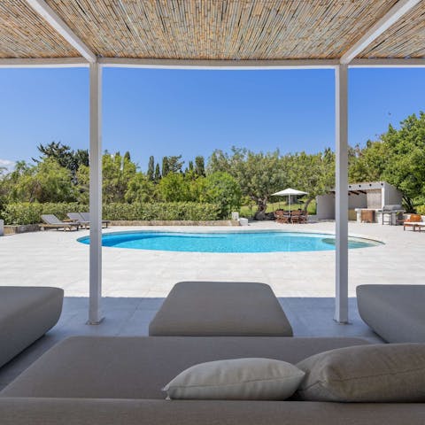 Stay cool on the shaded daybed area, or refresh yourself with a dip in your private pool
