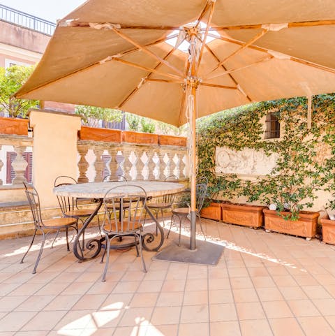 Tuck into pasta and sip Italian wine up on the rooftop terrace