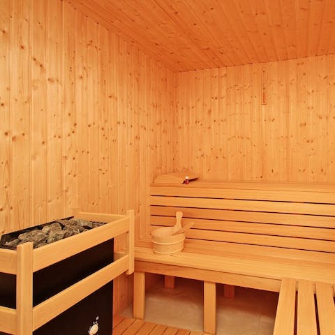 Relax in the building's communal sauna after a busy day of sightseeing