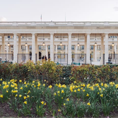 Visit the Palais Royal – a short seven-minute walk away