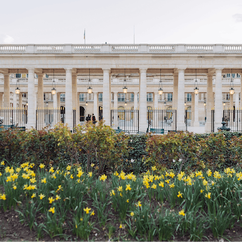 Visit the Palais Royal – a short seven-minute walk away