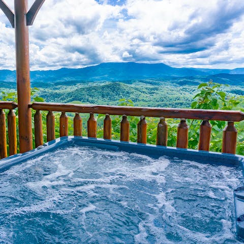 End the day with a relaxing soak in the private hot tub