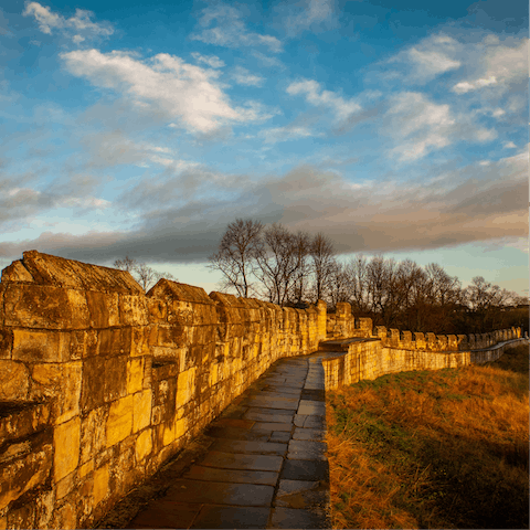 Wander along still-standing portions of York City Walls, three minutes' walk from your front door