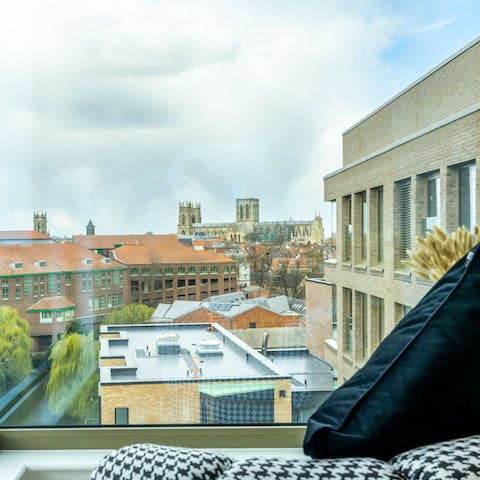 Sit back and look out to York Minster from one of the apartment's bedroom