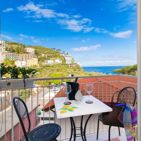 Enjoy sea views while sipping drinks on the balcony