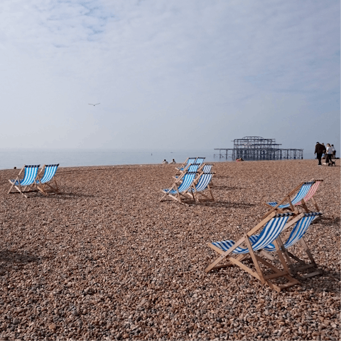 Grab a seat a catch some rays on Brighton's famous pebble beach, a little over a mile and a half away