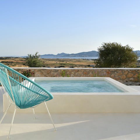 Sit back in the hot tub and enjoy the views of Antiparos