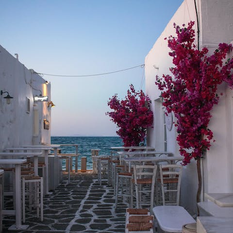 End the day in a Greek taverna indulging in local delicacies
