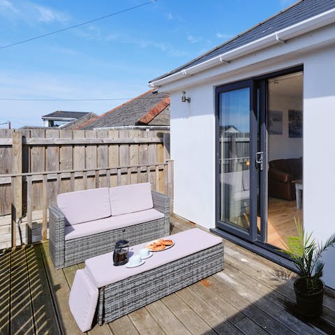 Start the day with tea and toast on the decking