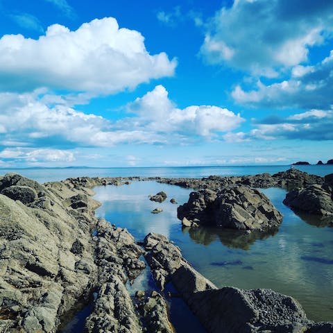 Spend the day rockpooling and swimming the waters off Saundersfoot Beach