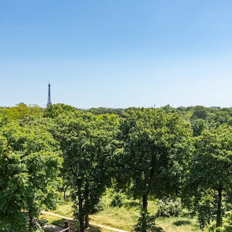 Enjoy views of the Bois de Boulogne and glimpses of the Eiffel Tower