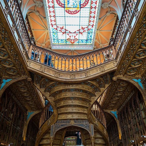 Check out the striking Livraria Lello bookstore, just a short stroll from your apartment