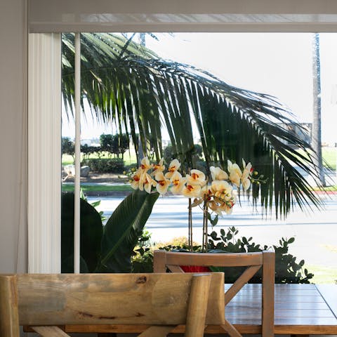 Soak up ocean views from the dining table
