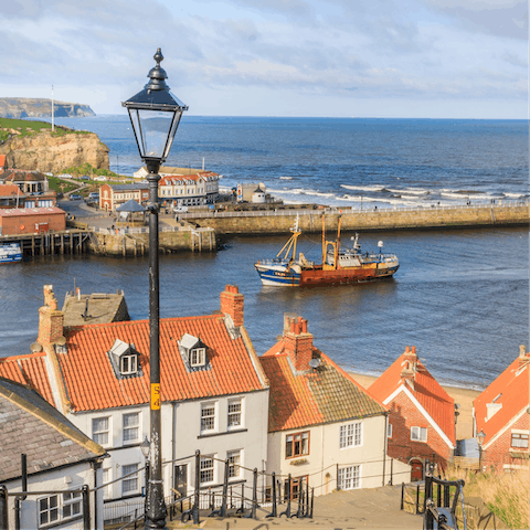 Stroll through Whitby's historic seaside streets