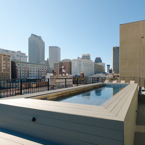 Catch some rays from the shared rooftop pool