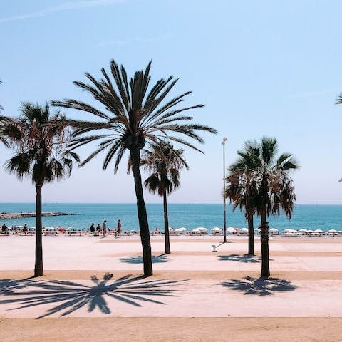 Jump in a taxi and arrive at Barceloneta Beach in just over fifteen minutes