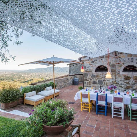 Dine al fresco on the shaded terrace