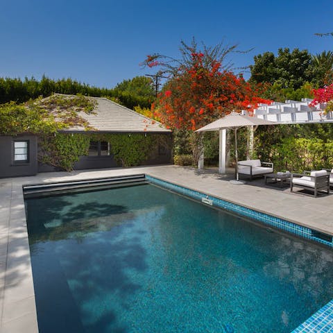 Plunge into the pool on a hot California day