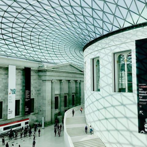 Visit The British Museum and peruse the permanent collection, an eighteen-minute walk away