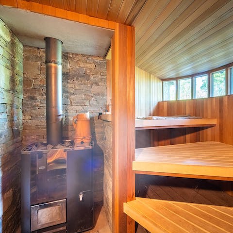 De-stress in the private roundhouse sauna