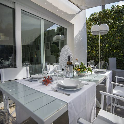 Dine alfresco out on the terrace – perfect for trying Sicilian recipes