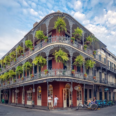 Explore the charming streets of New Orleans'  French Quarter, right on your doorstep