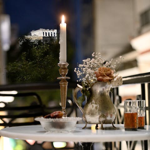 Sit out on the private balcony and enjoy an evening candlelit drink