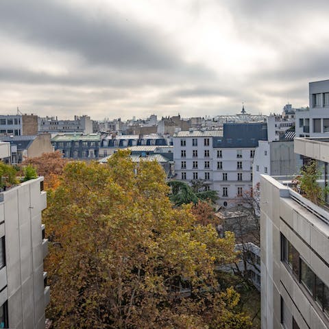 Look out at skyline views over the 17th arrondissement 