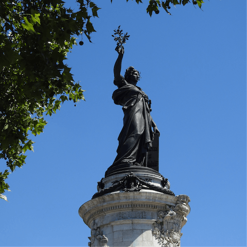 Stay just a three-minute stroll away from the iconic Place de la République