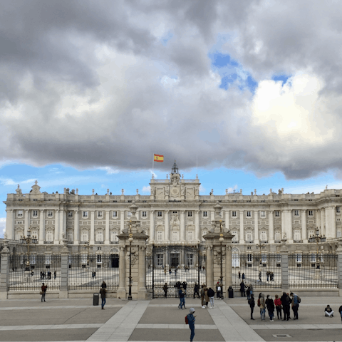 Visit the Royal Palace of Madrid, also a five-minute stroll from your door