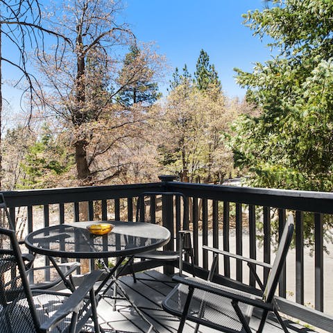 Admire the woodland views from the deck