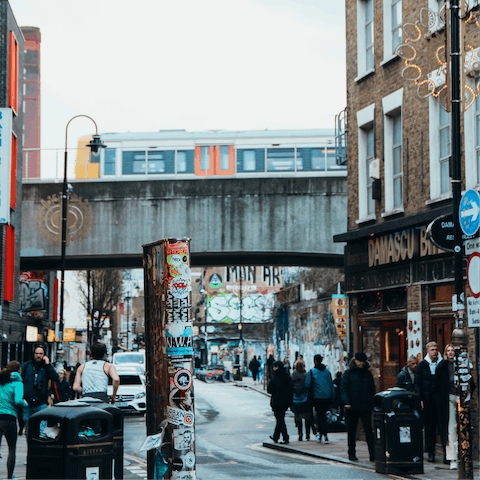 Explore the galleries and music venues of Shoreditch, only five minutes' walk from your front door