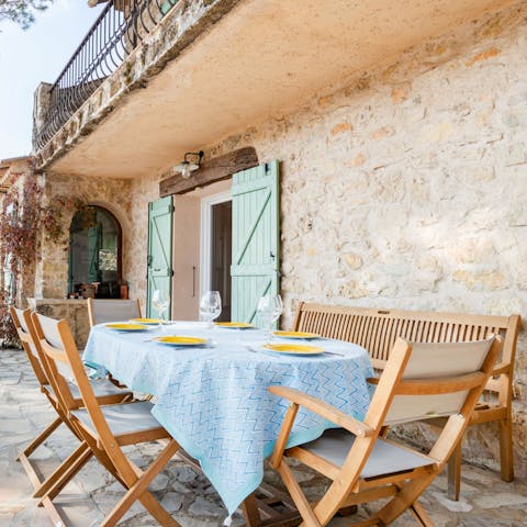 Enjoy a bouillabaisse on the terrace