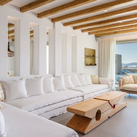 Get comfy in the stylish and light-filled living area