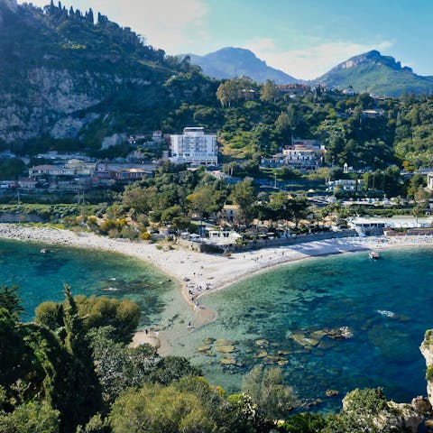 Make the drive to Isola Bella Island in Taormina nearby