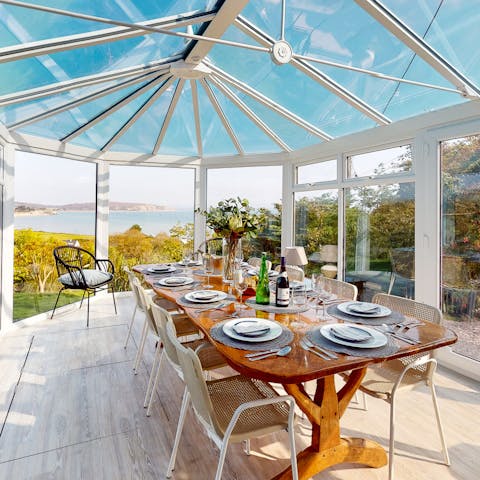 Dine together through winter and summer in the breathtaking conservatory
