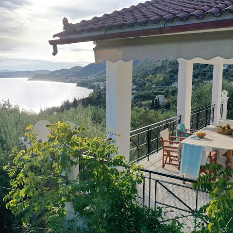 Dine alfresco with Ionian Sea views after renting a boat for the day