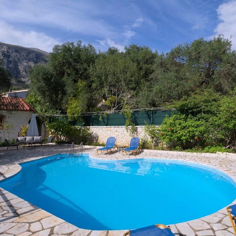 Take a dip in the private pool, surrounded by mature olive trees