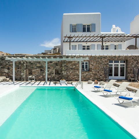 Bask in the Greek sun, and cool down with a dip in the private pool 