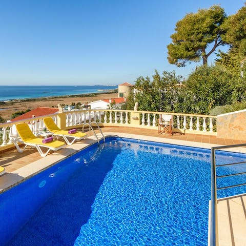 Cool off from the Menorca sunshine in the private swimming pool 