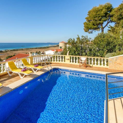 Cool off from the Menorca sunshine in the private swimming pool