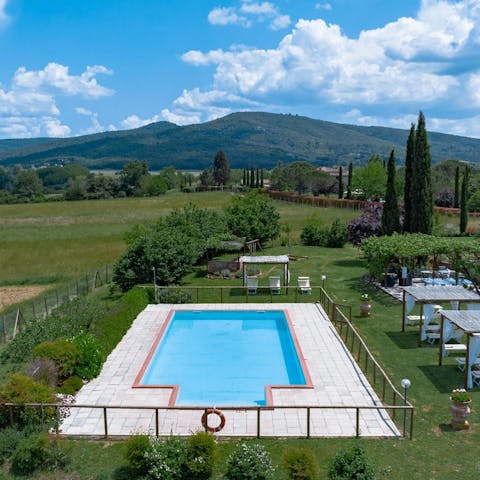 Splash about in the private swimming pool