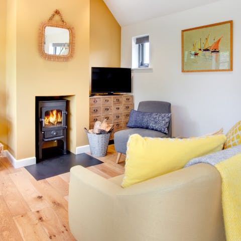 A wood-burning stove for cool nights
