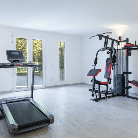 Start the day with a session in the home's gym