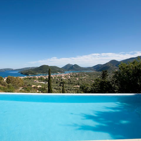 Cool off in the pool, admiring the views of the Ionian Sea