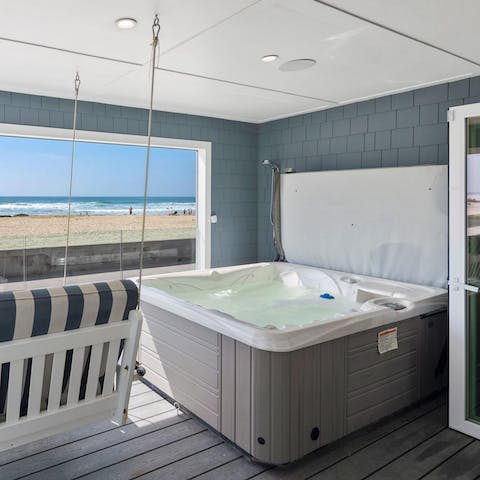 Watch the sunset from the comfort of the hot tub