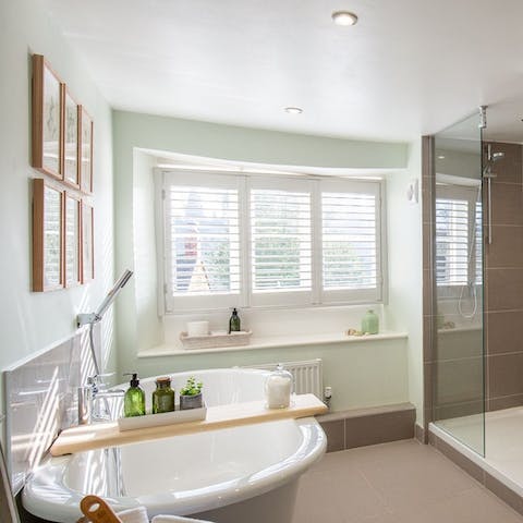 Soak in the roll-top bath after a busy day outdoors